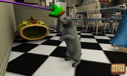 De Sims 3 Beestenbende: Oopsie-Daisy de kat aan het spelen met een speelgoedvogeltje