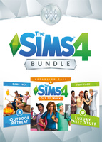 The Sims 4 Bundle: Get to Work, Outdoor Retreat, Luxury Party Stuff packshot box art