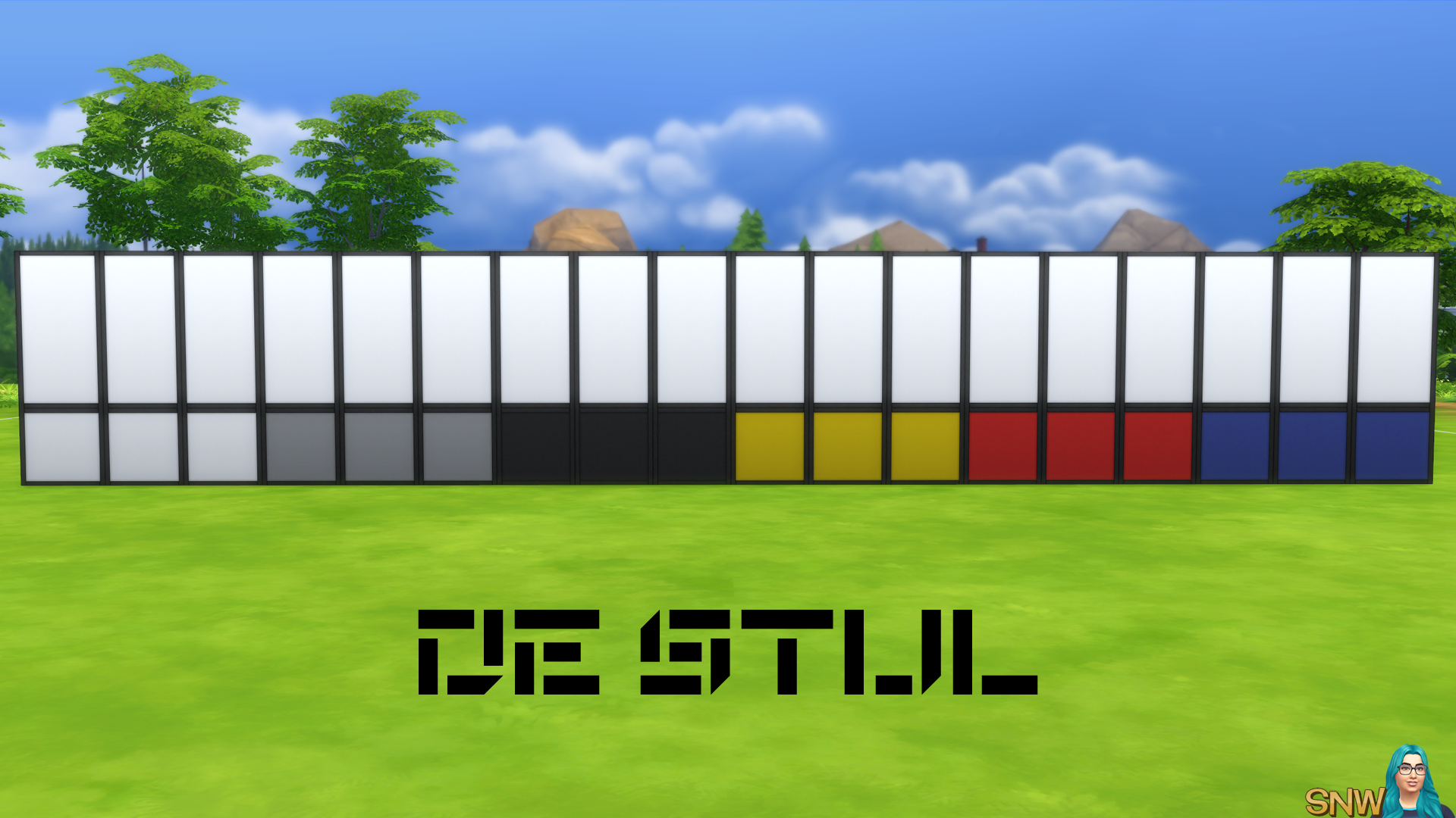 De Stijl Walls for The Sims 4