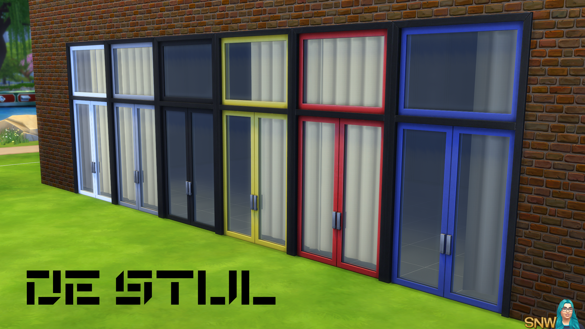 De Stijl Doors for The Sims 4