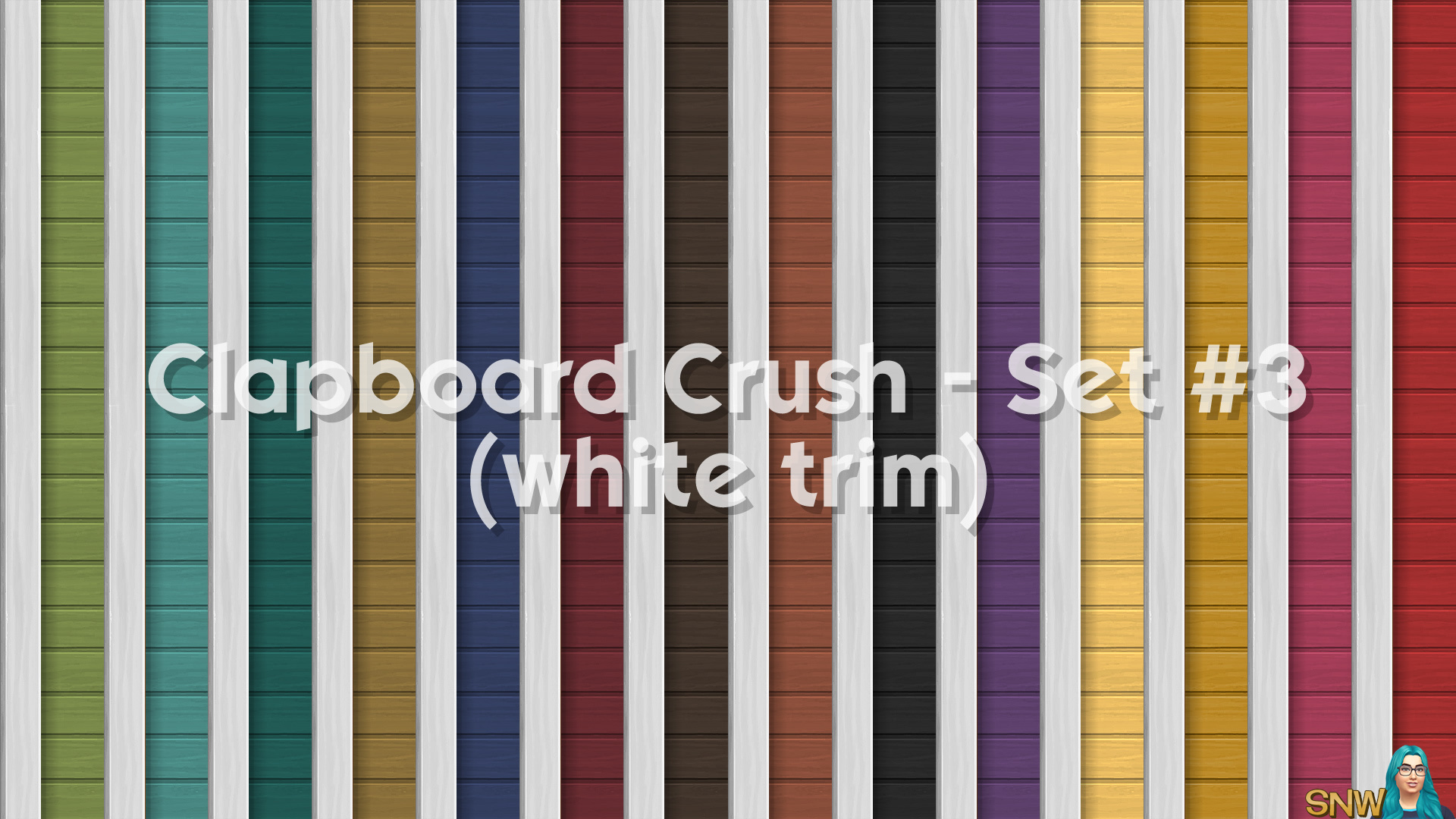 Clapboard Crush Siding Walls Set #3 (with White Corner Trim)
