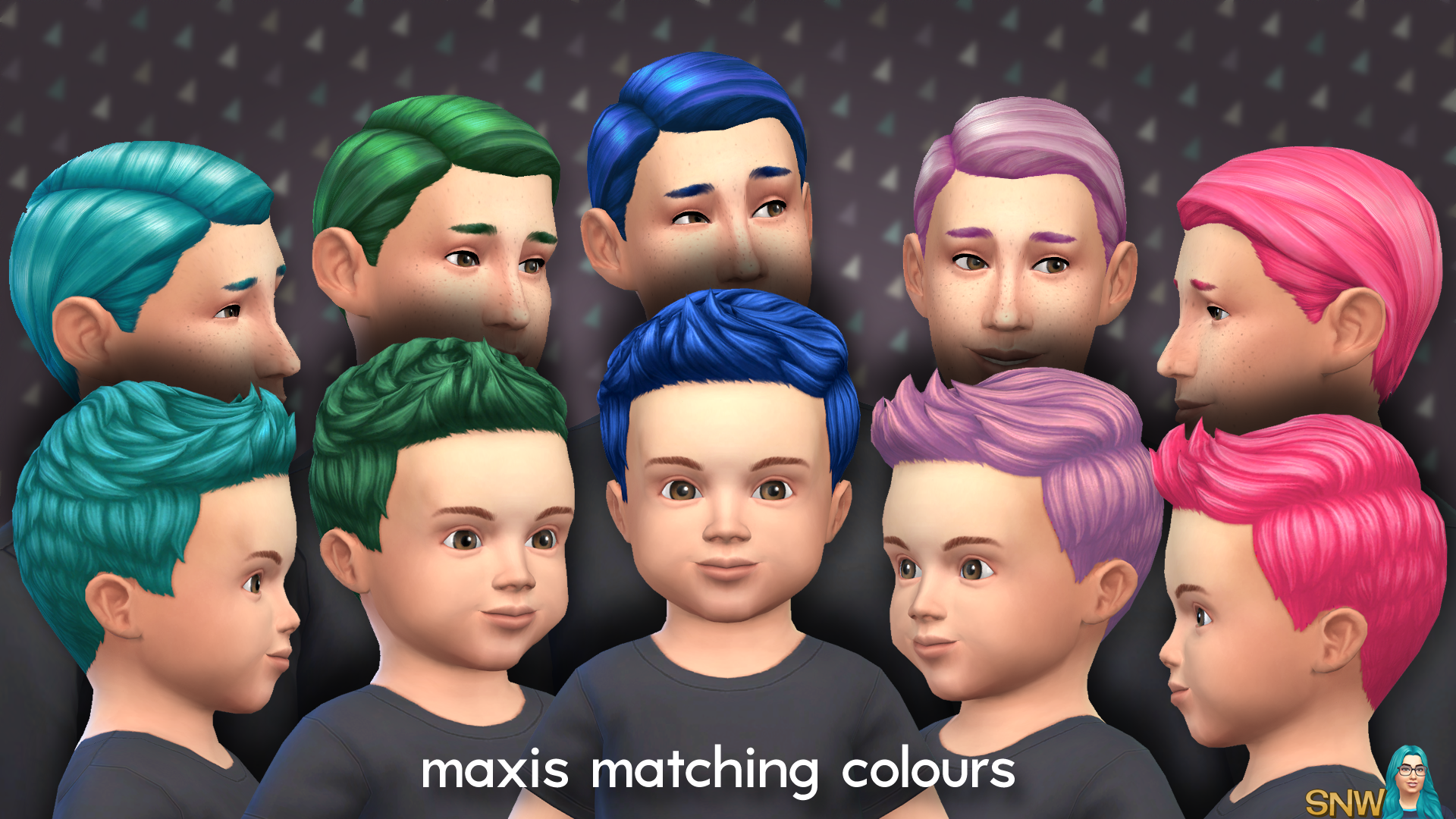 Maxis Matching Short Spiky Hairdo for Toddlers