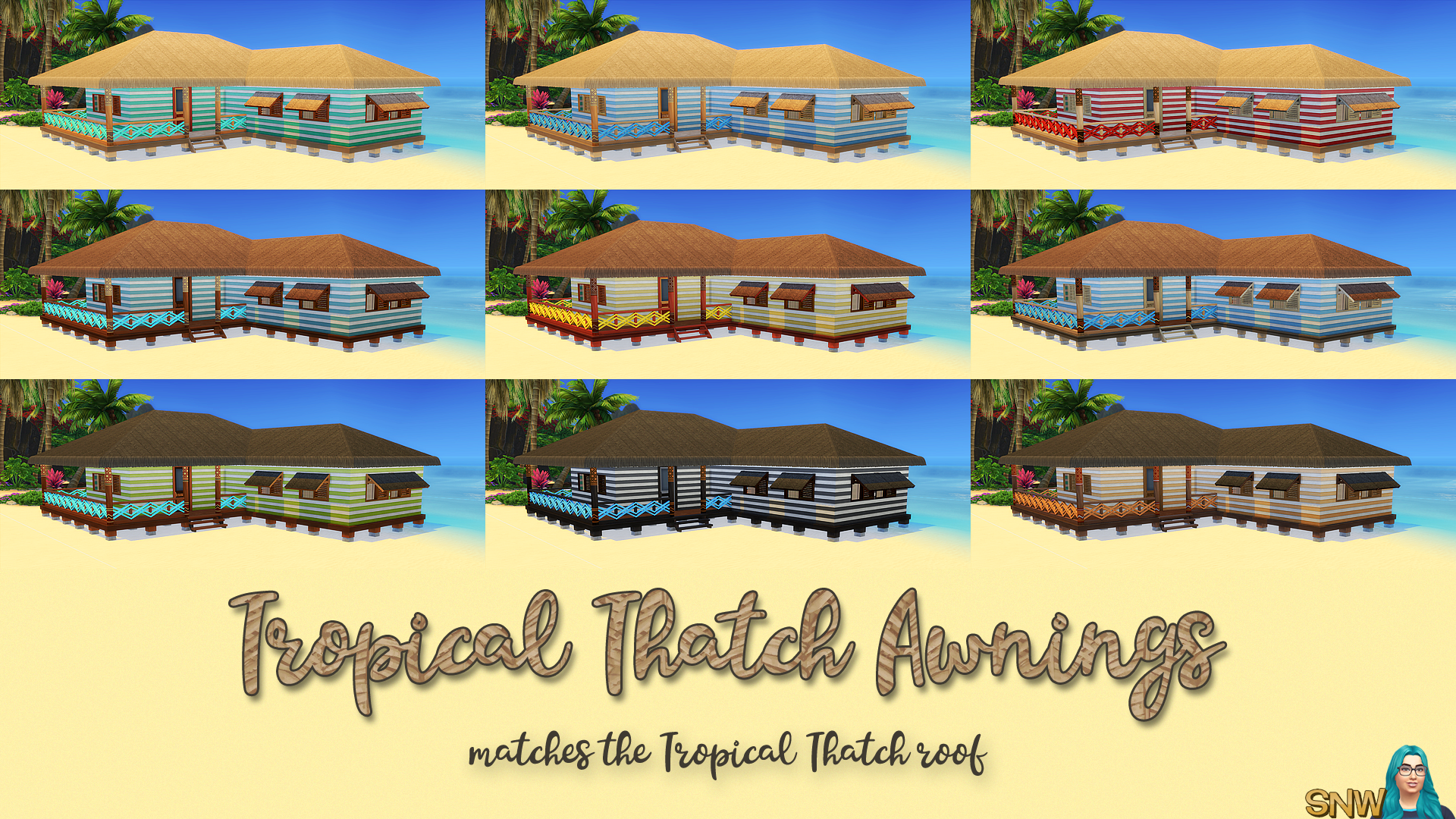 Tropical Thatch Awnings (matches Tropical Thatch roof from Island Living)