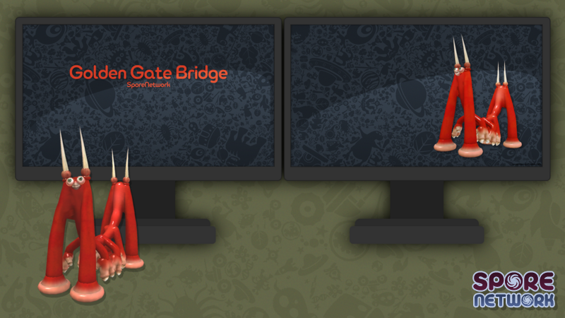 Golden Gate Bridge (dark mode) dual screen wallpaper by Rosana at SporeNetwork